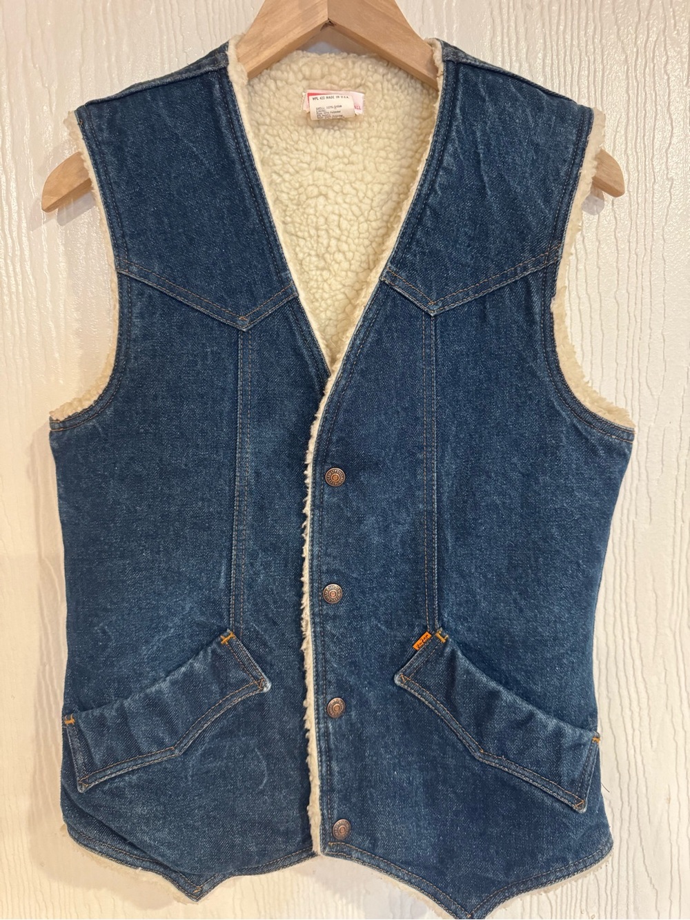 Vintage Levi's Orange Tab Sherpa Lined Denim Vest - Men's Small Western USA EUC